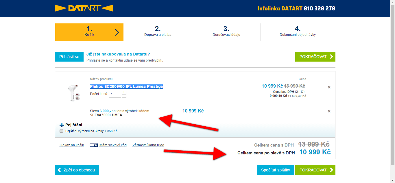 IPL epilátor Philips Lumea - sleva 3000