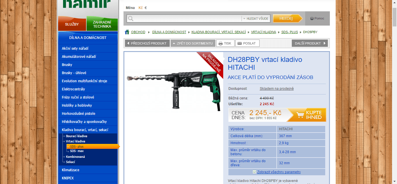 Vrtací kladivo Hitachi