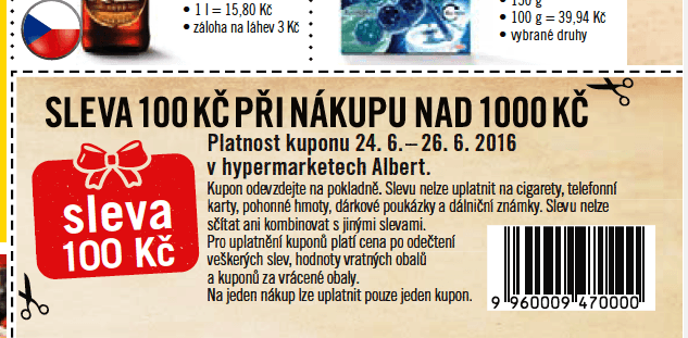 Sleva 100 Kč z nákupu nad 1000 korun