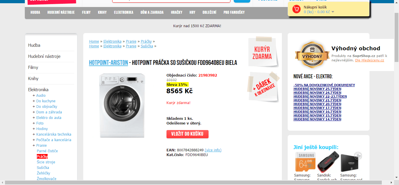Pračka se sušičkou Hotpoint 9/6kg, 1600 ot.