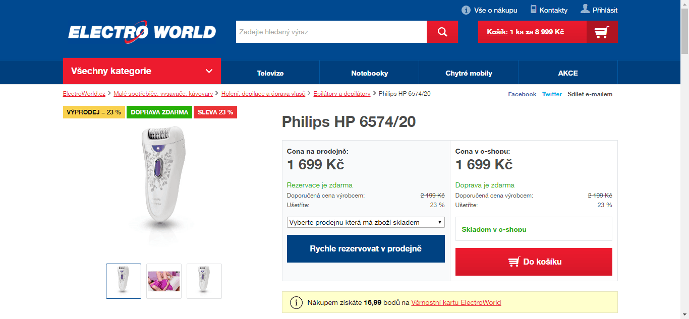 Epilátor Philips HP 6574/20 Satin Perfect
