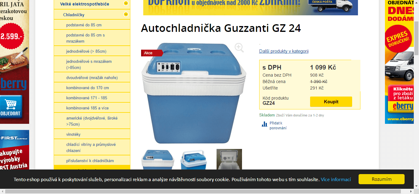 Autochladička Guzzanti GZ 24A - chladí i ohřívá