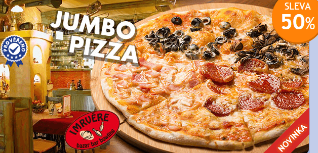Jumbo pizza o průměru 50 cm pro 2 až 4 osoby
