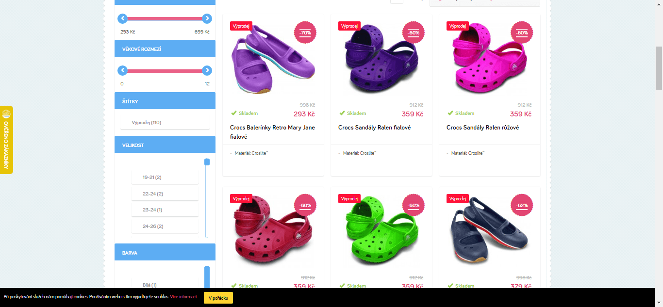 Velký výprodej dětských Crocs