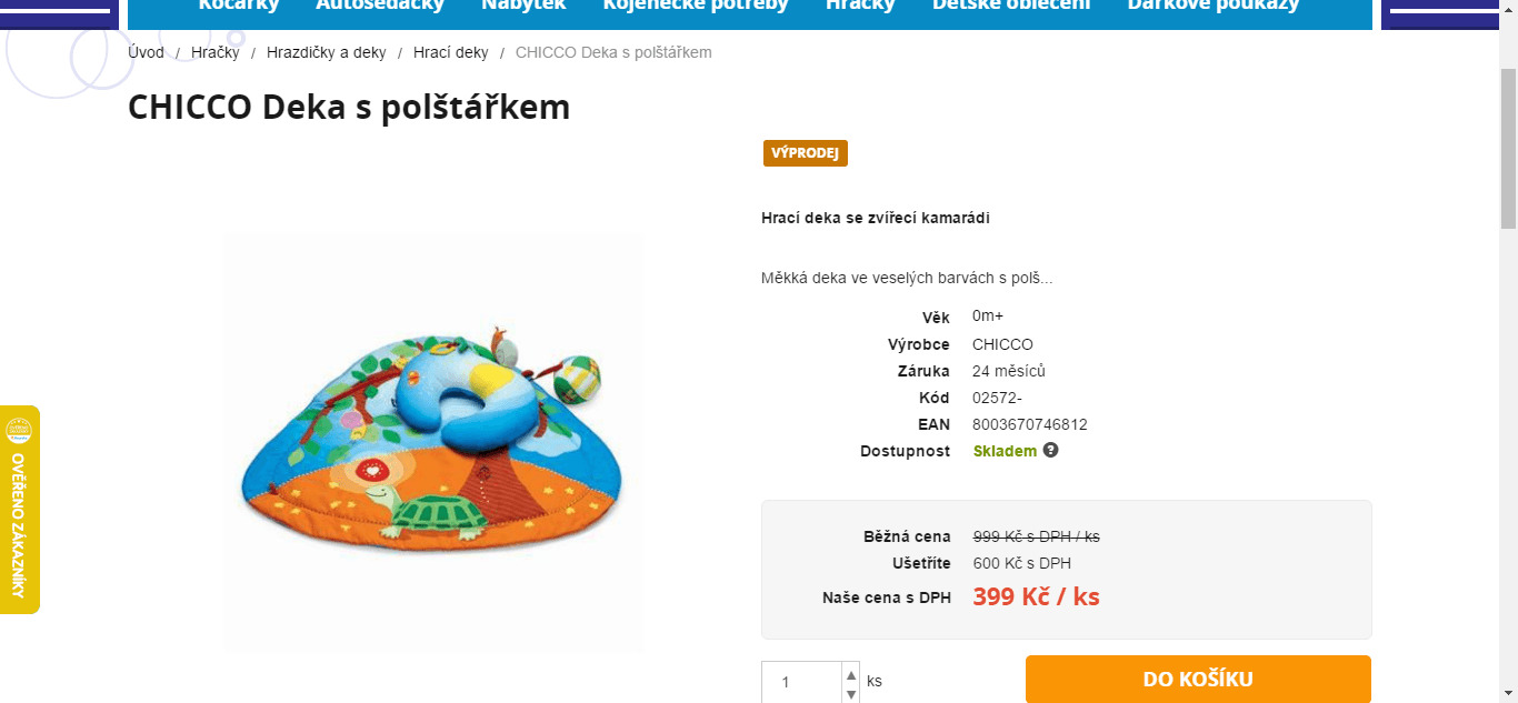 Chicco hrací deka s polštářkem + hračky