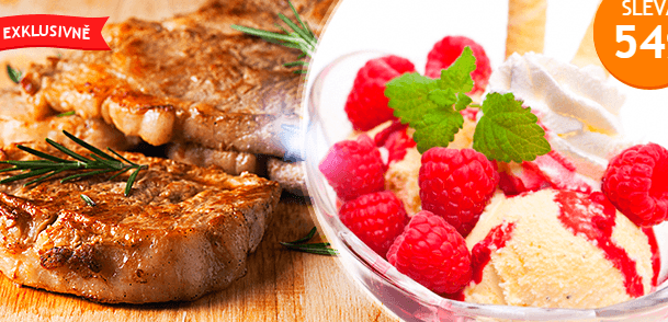 Steakové vepřové menu s oblohou pro dva