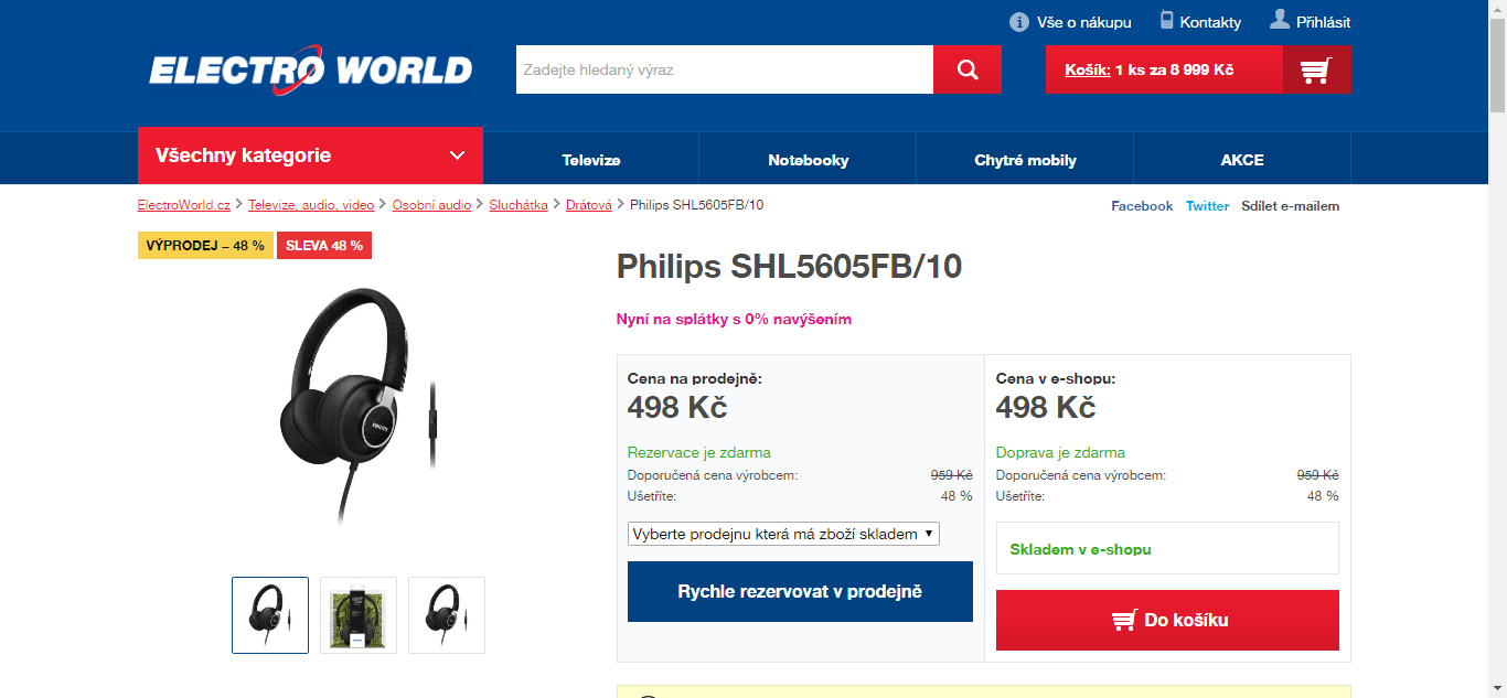 Sluchátka Philips SHL 5605 - černá