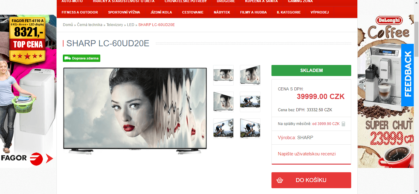 Ultra HD TV, Smart, 3D, 152 cm, Sharp