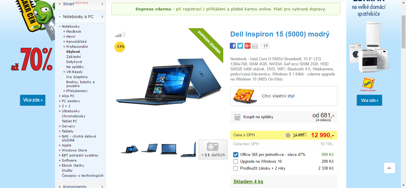 Dell, i3, 4GB RAM, 2GB Nvidia, 15,6"