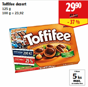 Sleva 200 Kč na ČD za nákup Toffifee