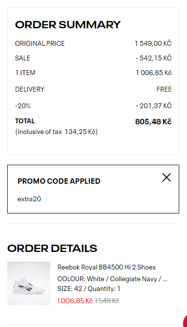 Extra sleva 20% na výprodej Reebok
