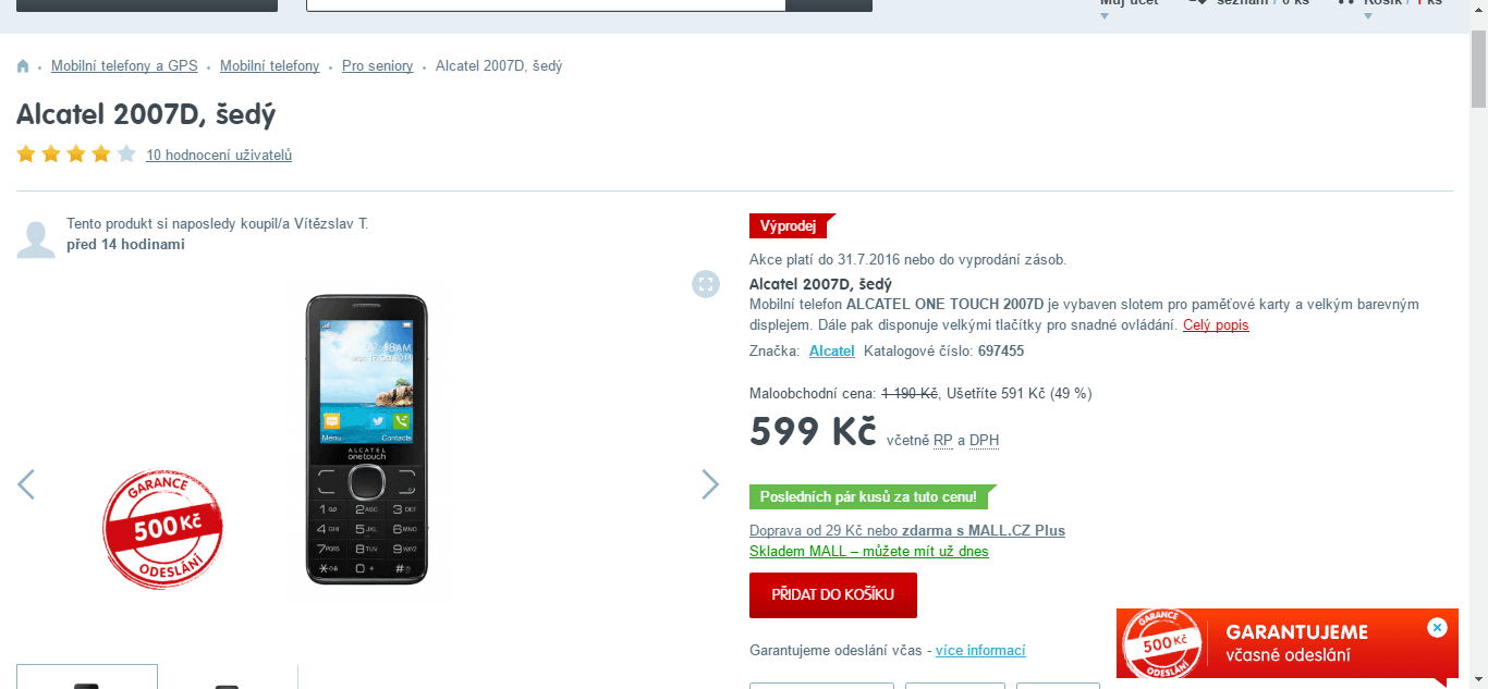 Alcatel Onetouch, dual klasický mobil