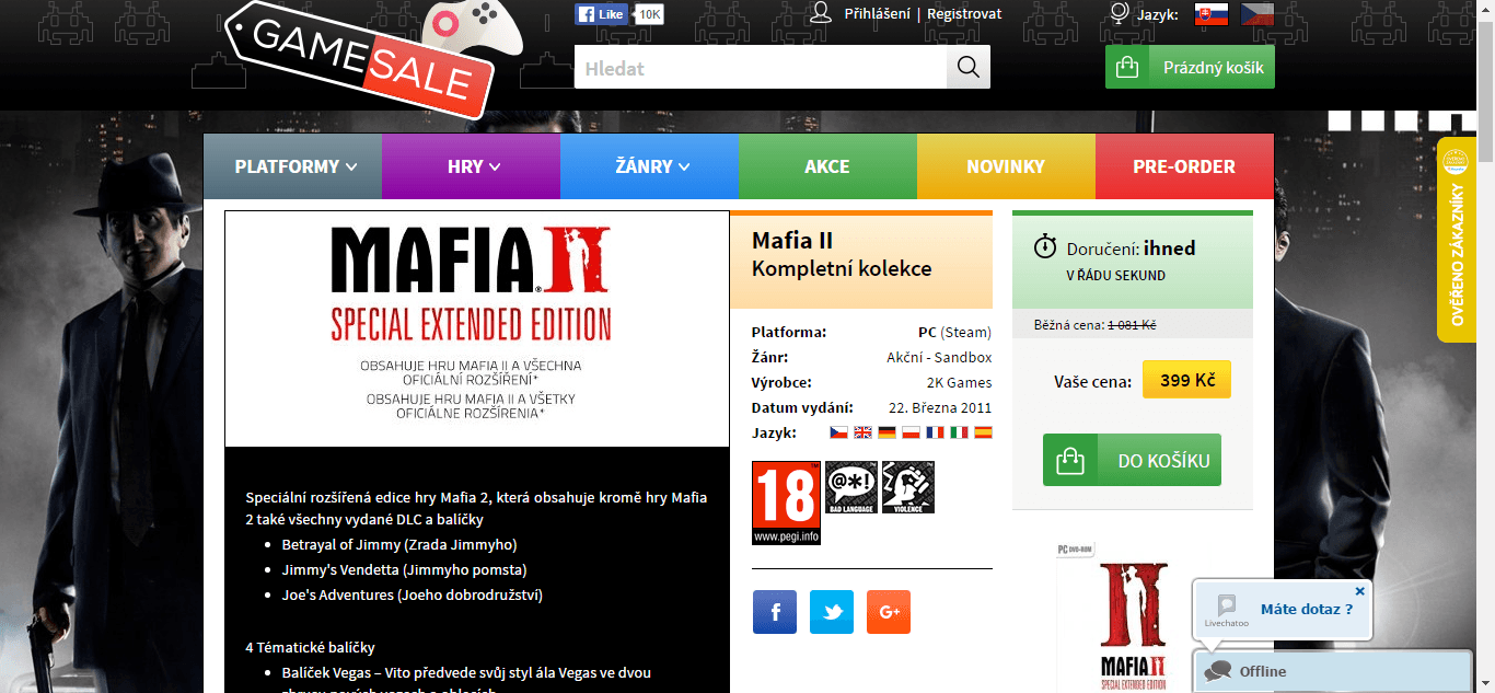 Hra na PC Mafia II