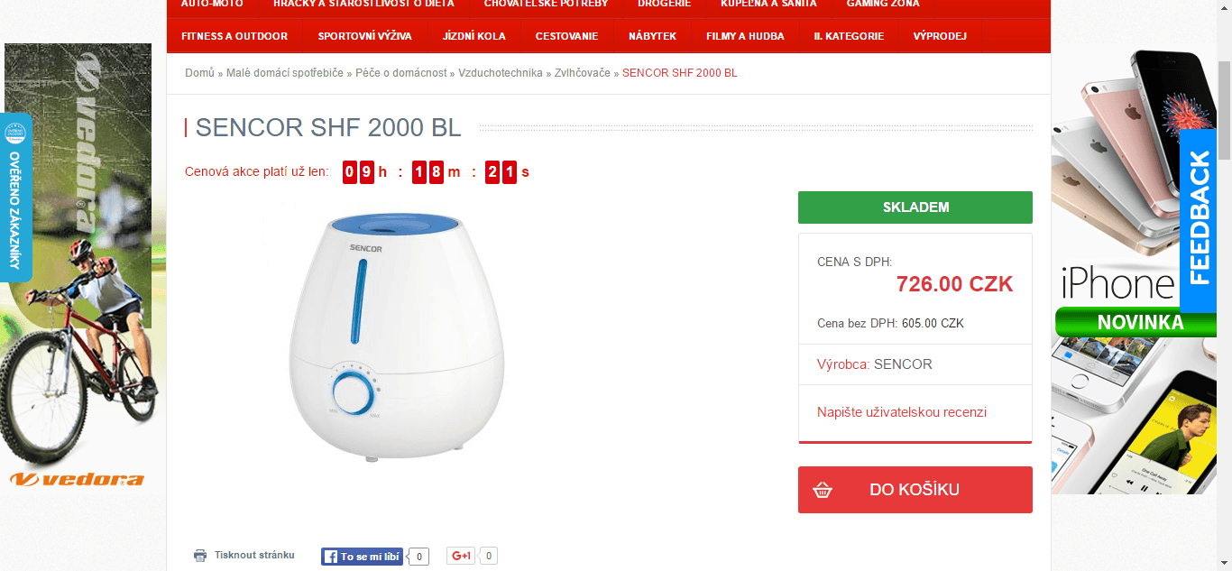 Zvlhčovač vzduchu Sencor 