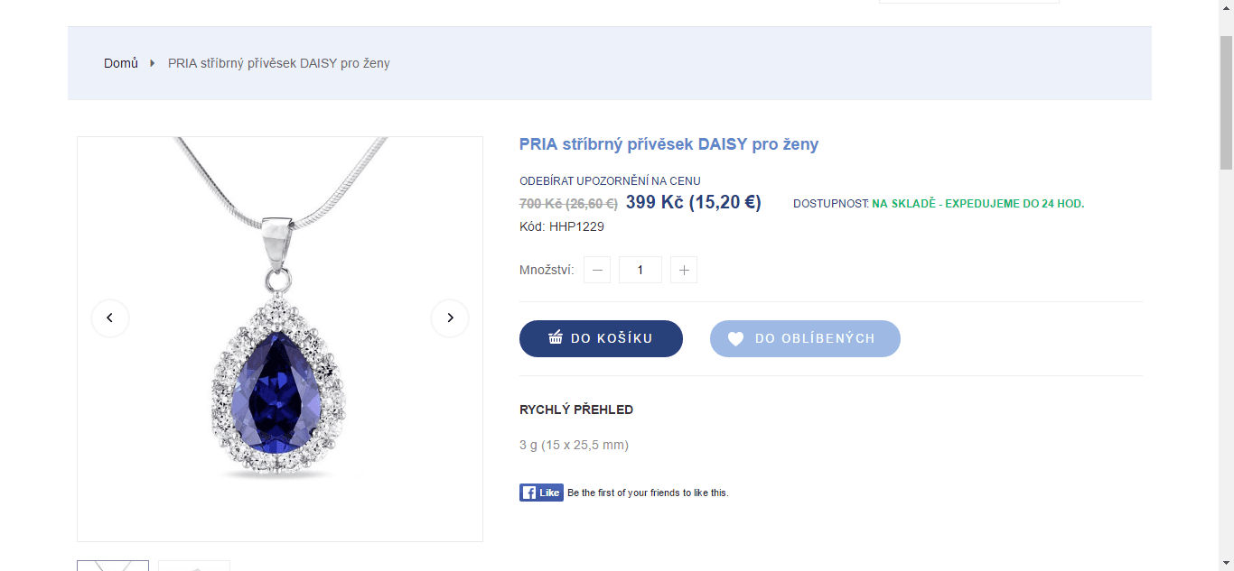Stříbrný šperk se zirkonem Pria Daisy