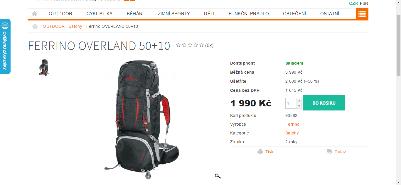Batoh Ferrino OVERLAND 50+10 black