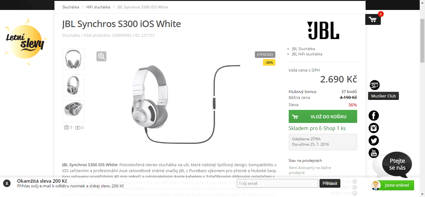 Sluchátka JBL Synchros