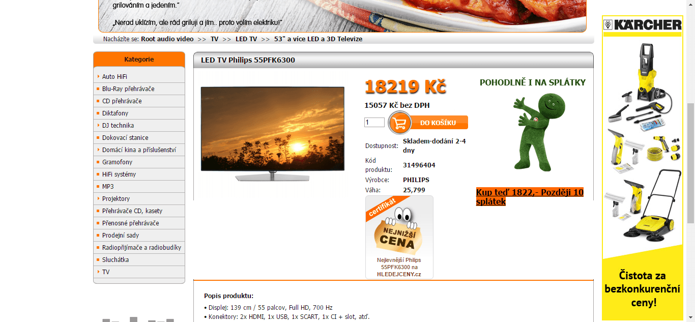 Full HD TV, 140 cm, Philips