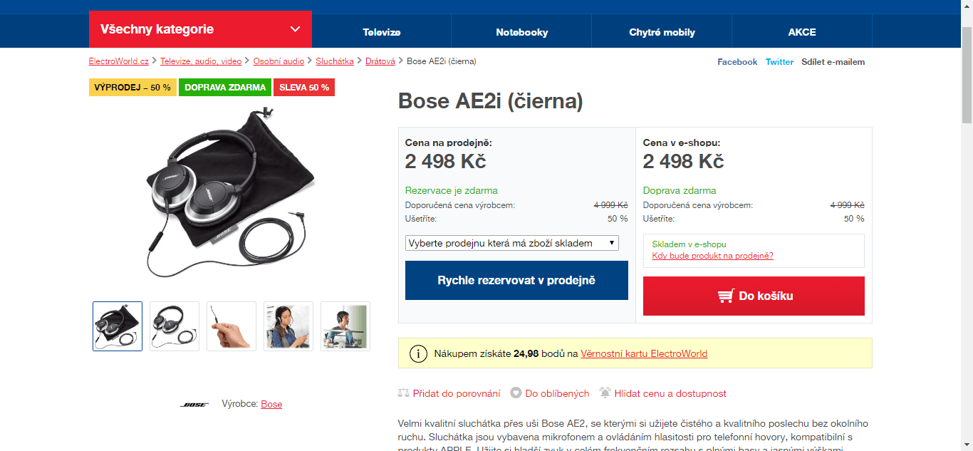 Super sluchátka Bose AE2i