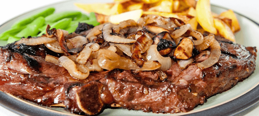 300g steak z krkovičky s přílohou