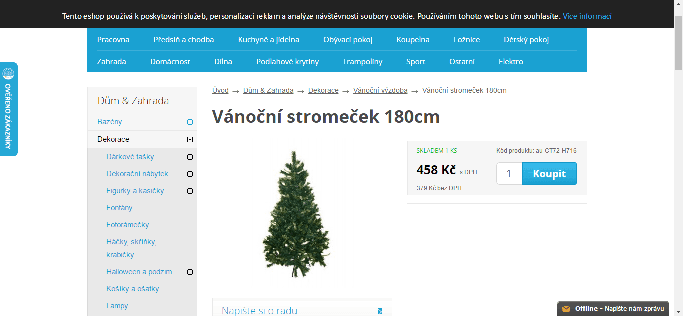 Umělý vánoční stromek 180 cm