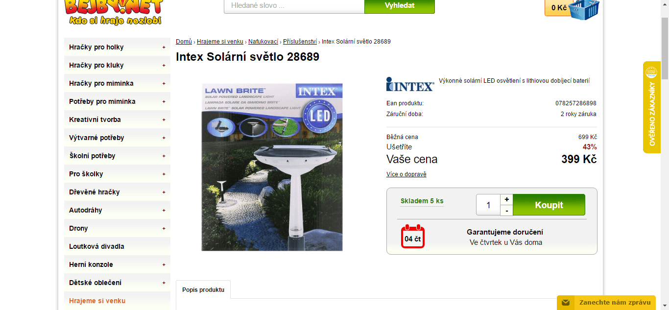 Intex Solární světlo Intex