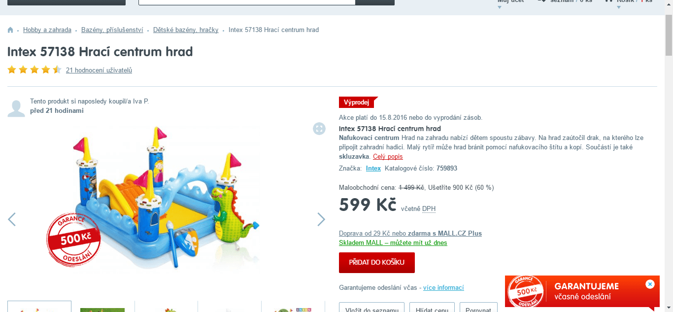 Dětské vodní hřiště se skluzavkou 1,85x1,52m