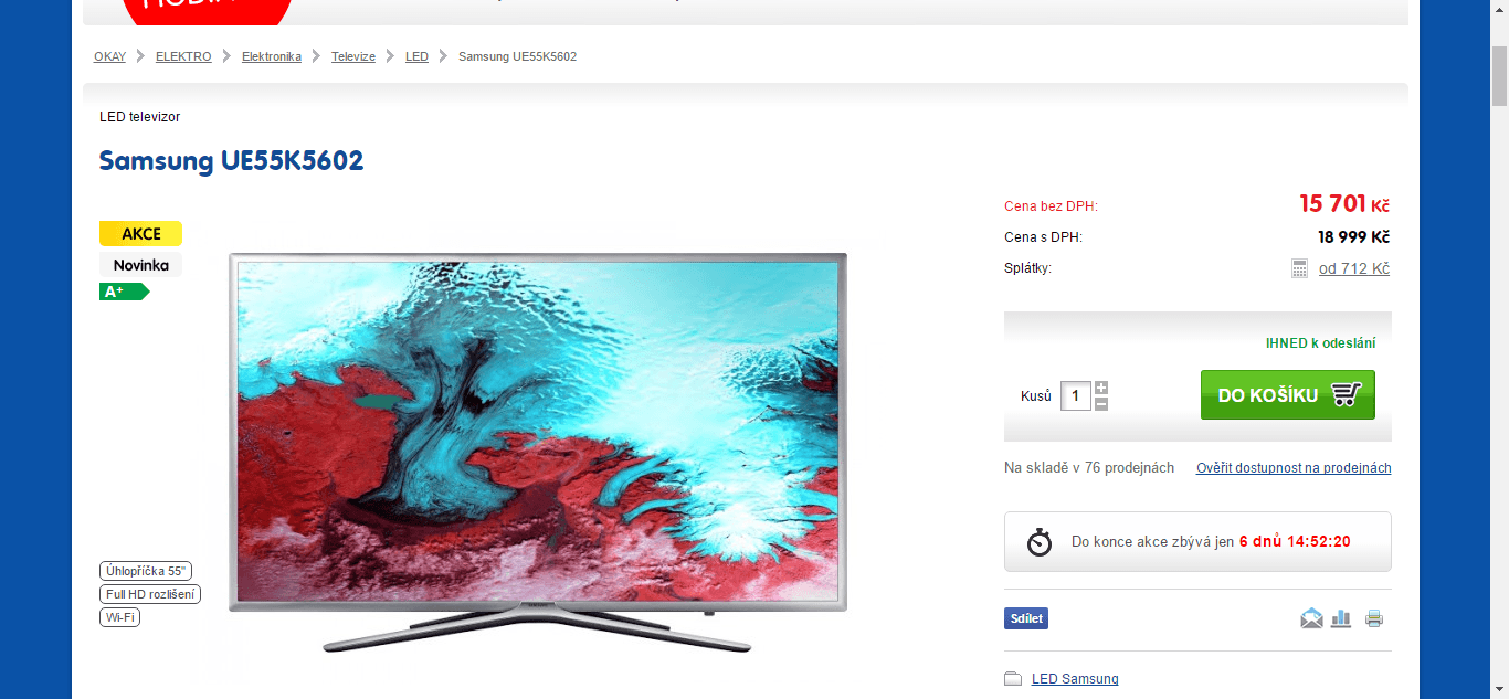 Full HD TV, Smart, 138 cm, Samsung