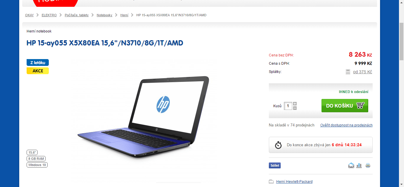 HP, až 2,56GHz, 8GB RAM, 2GB grafika, 15,6"