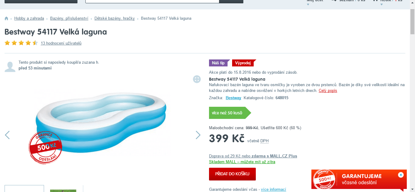 Bestway dětský bazén 2,6 x 1,6 metru