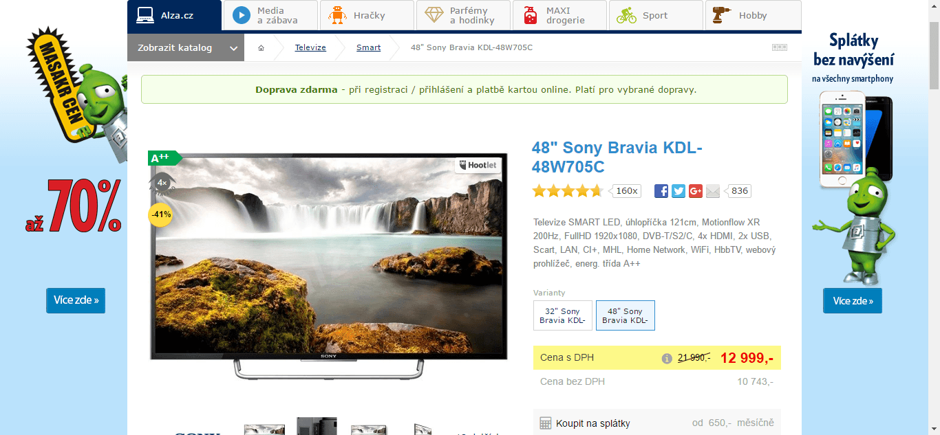 Full HD TV, Smart, 121 cm, SONY