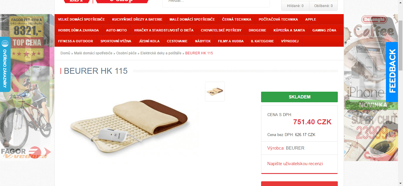 El. vyhřívací dečka 47x34 cm