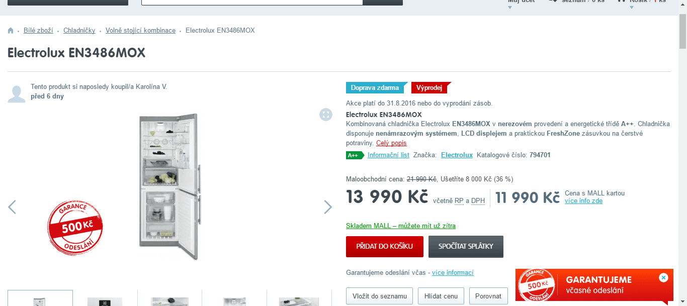 Nerez lednice Electrolux, dotyk, No Frost