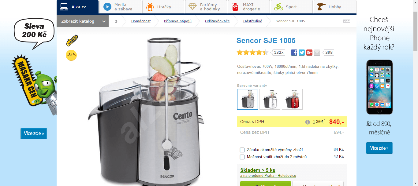 Odšťavnovač Sencor SJE 1005