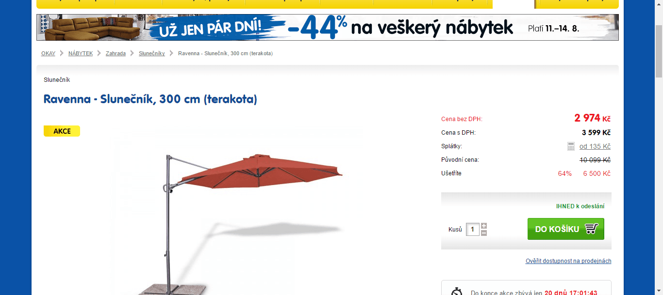 Slunečník Doppler Ravenna - 3 metry