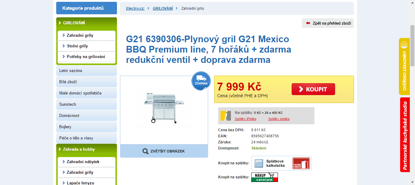 Gril G21 Mexico BBQ - plyn