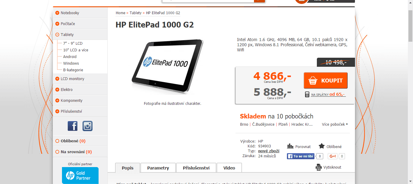 HP ElitePad, 4x 1,6GHz, 4GB RAM, 10,1"