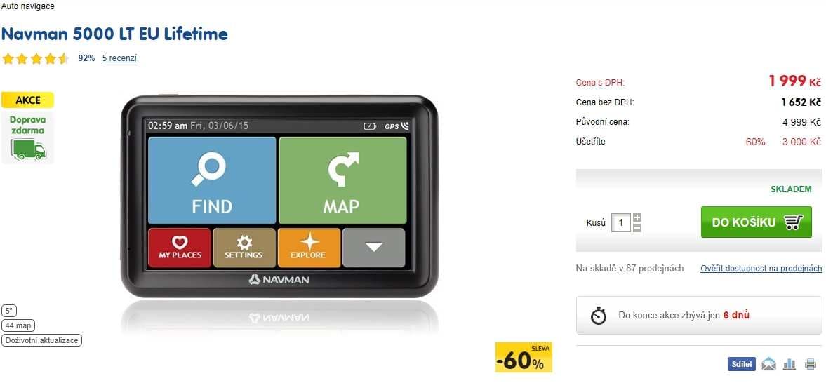 Navigace Mio Navman 5000 LT EU Lifetime