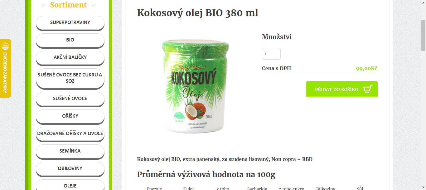 BIO kokosový olej, 380 gramů, Filipíny