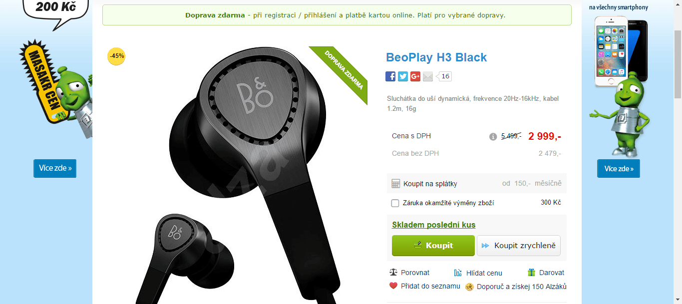 Sluchátka Bang & Olufsen BeoPlay H3