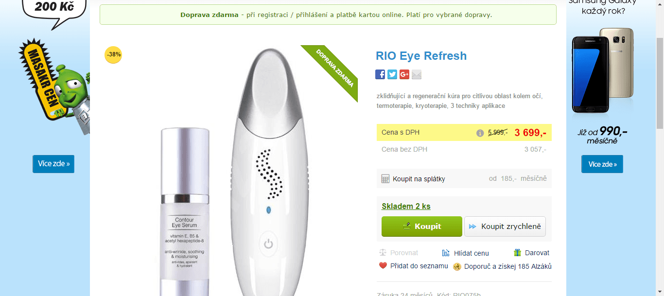 Přístroj na omlazení očního okolí RIO EYE