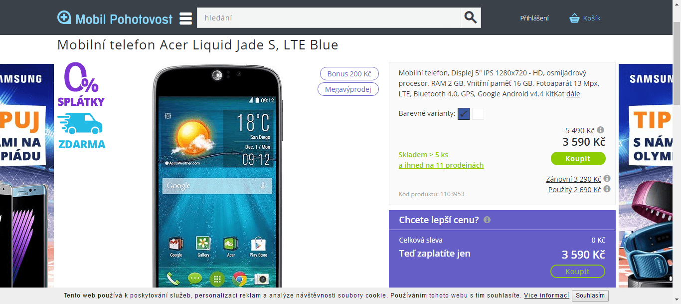 Acer S, 8x 1,5GHz, 2GB RAM, 5", LTE