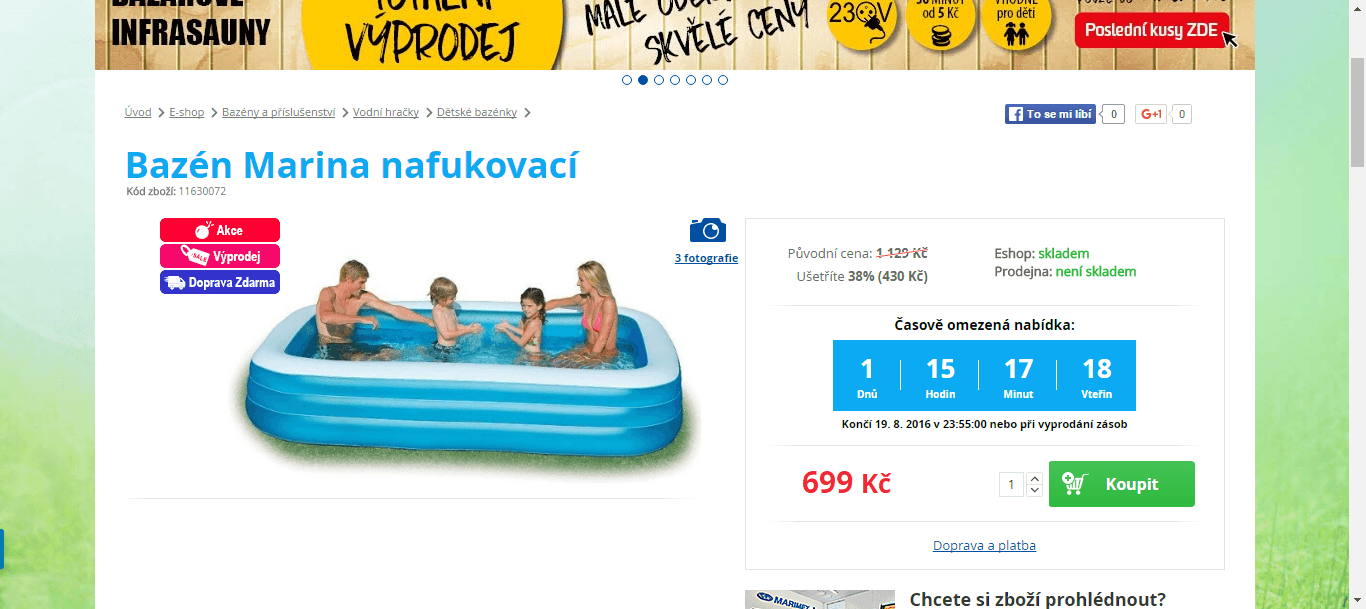 Bazén Marimex - 3 x 1,8 metru + DZ