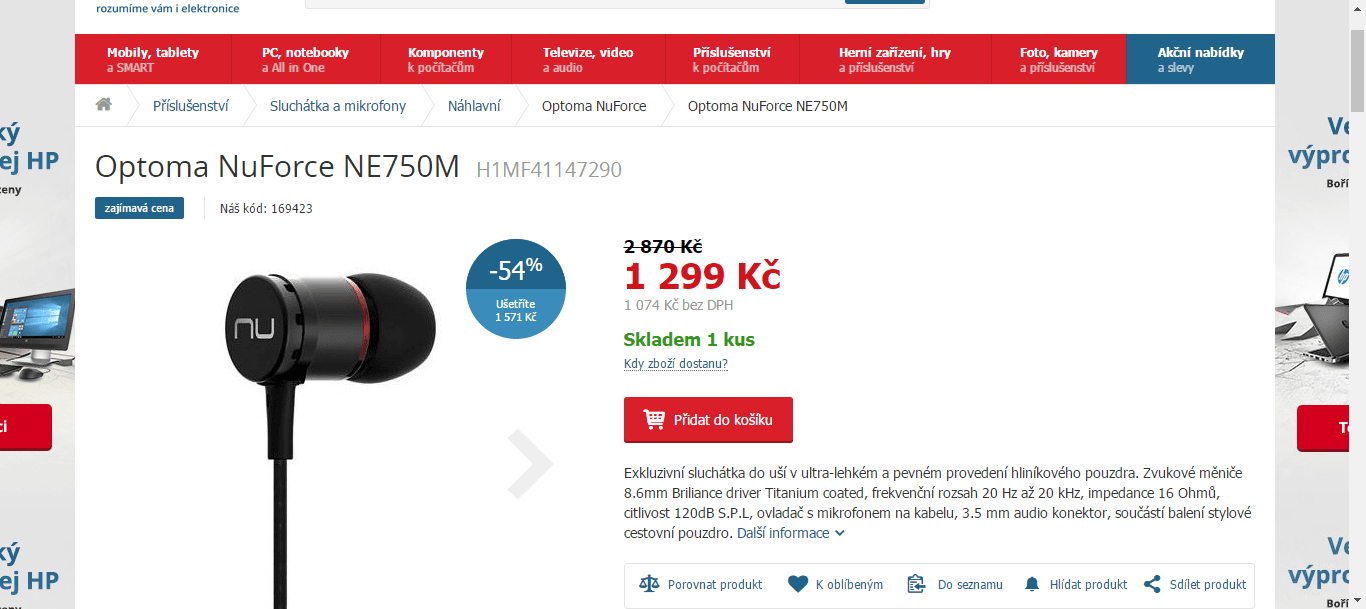 Sluchátka nuForce NE750M
