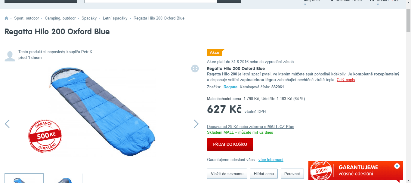 Letní spacák Regatta Hilo 200 Oxford Blue