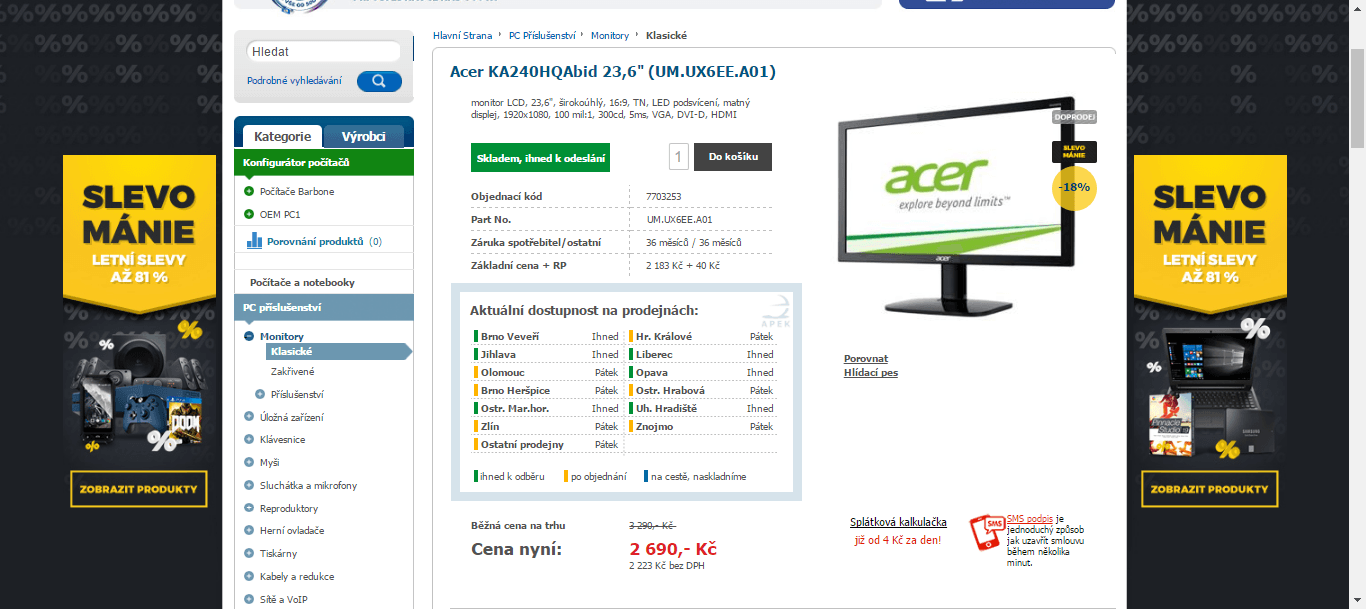 PC monitor Acer, 24", full HD