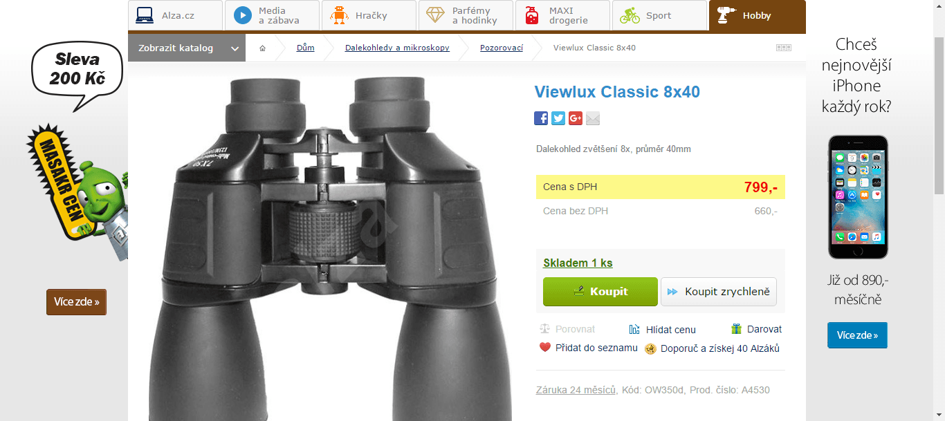 Dalekohled Viewlux Classic 8x40