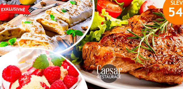 Steakové vepřové menu s oblohou pro 2