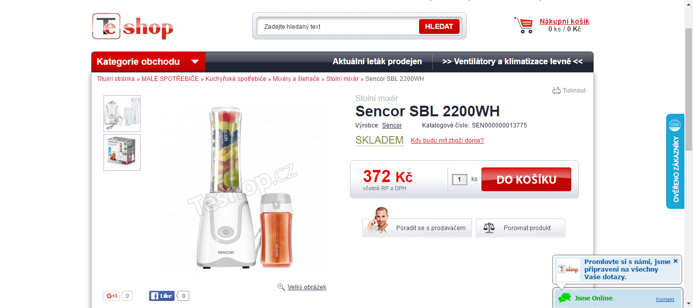 Smoothie mixér Sencor + 2 láhve