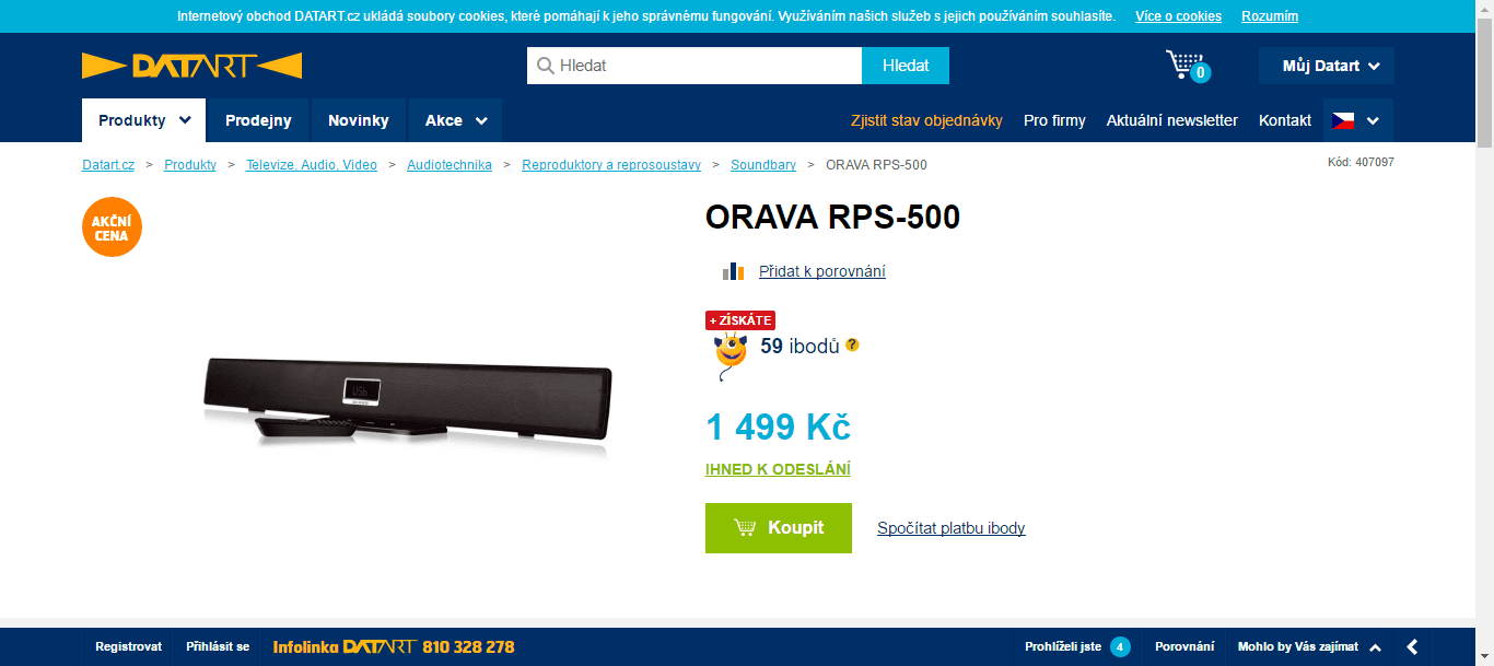 Soundbar Orava, BT, 60 W, aktivní